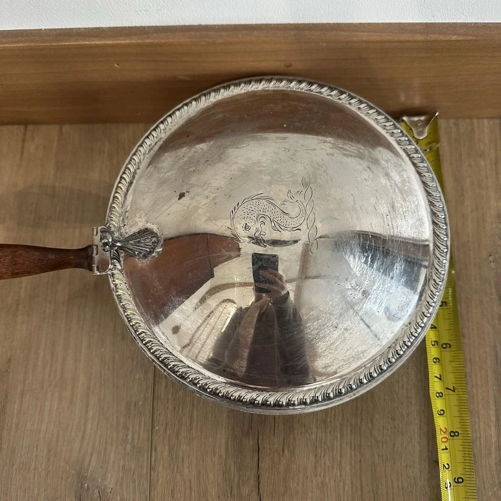 Vtg‎ EPC Silver Metal Silent Butler/Crumb Catcher W/Wood Handle #3810
